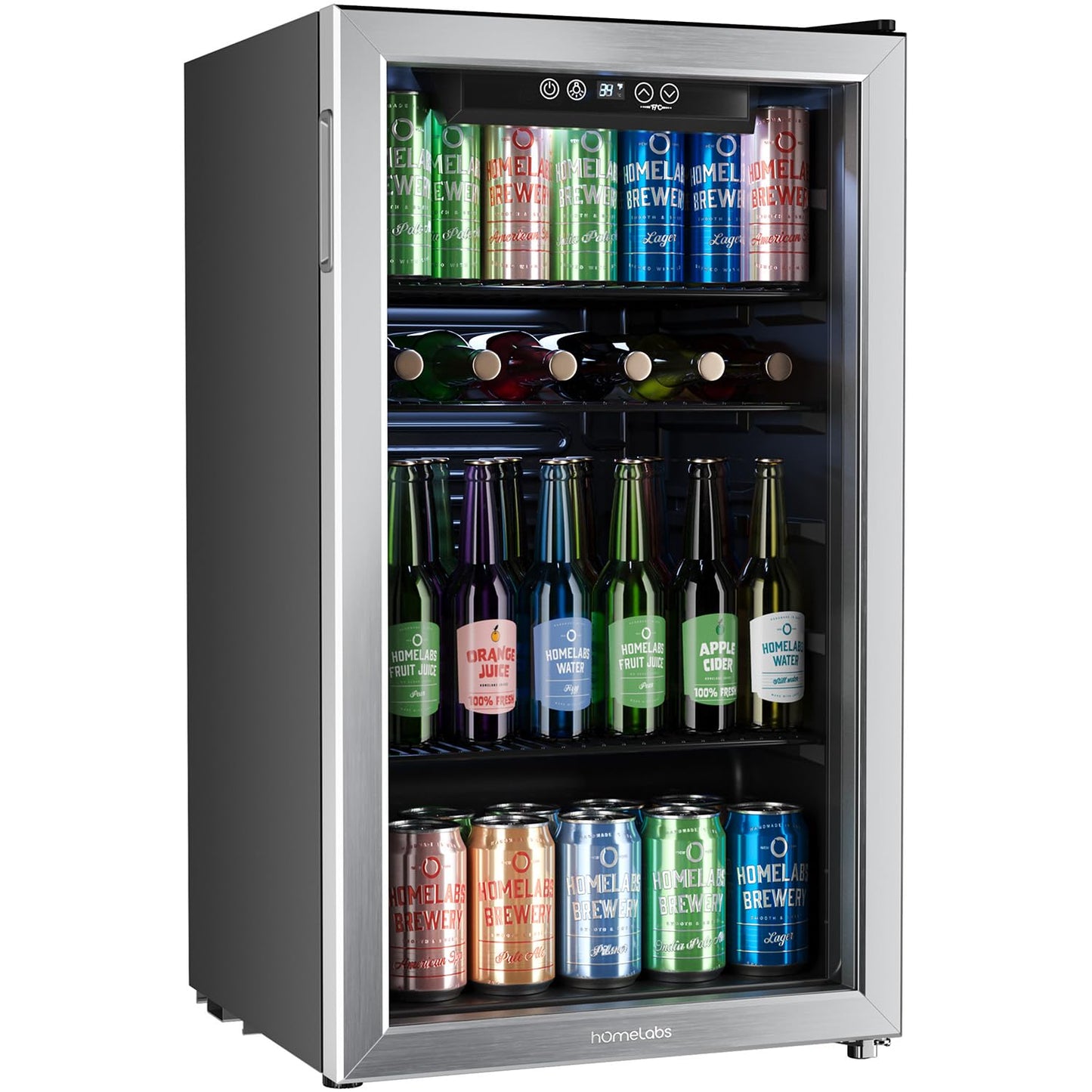 hOmeLabs Mini Beverage Fridge 120 Can Black