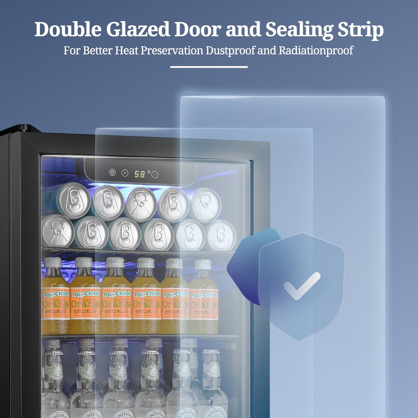 Antarctic Star 68 Can Beverage Cooler Glass Door