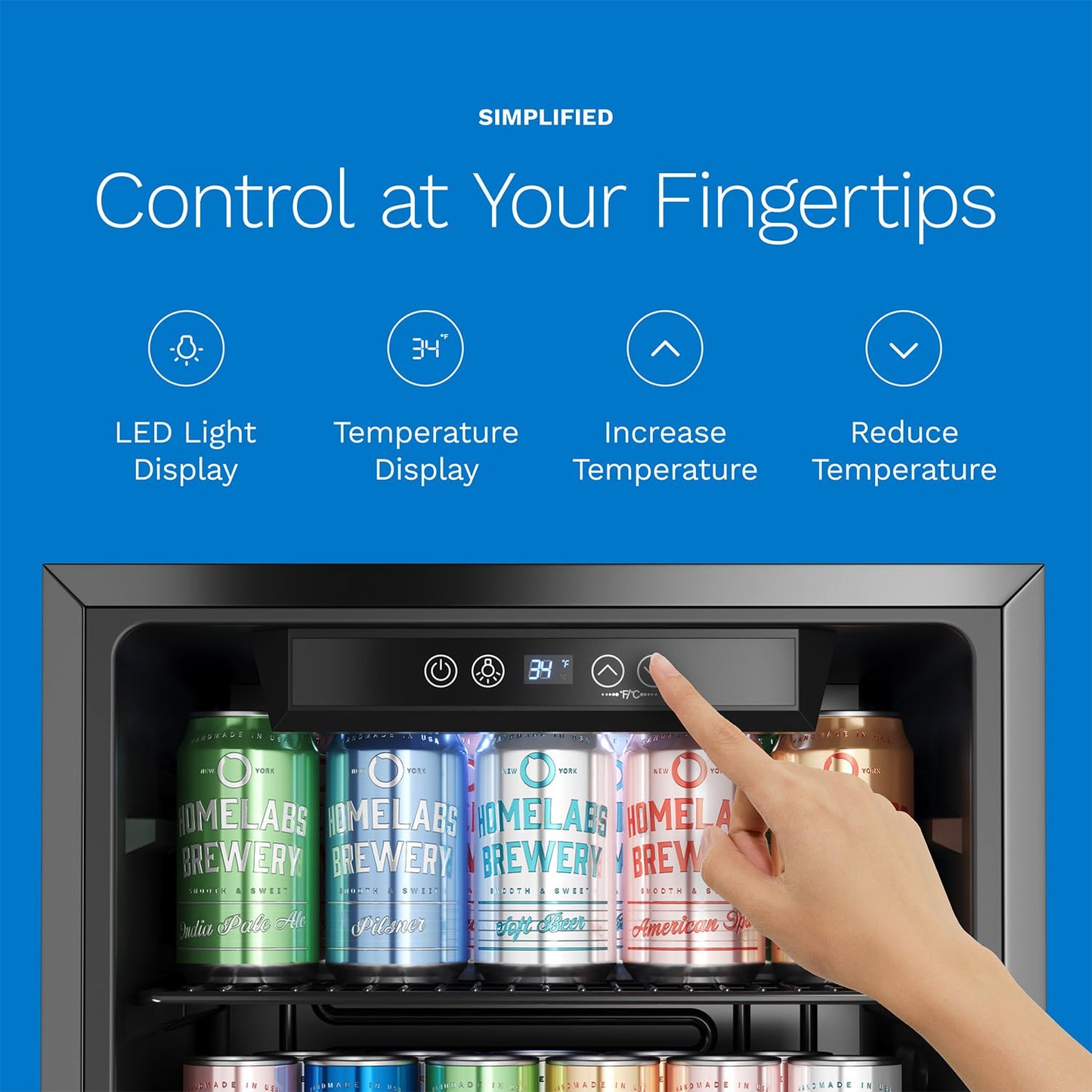 hOmeLabs Mini Beverage Fridge 120 Can Black