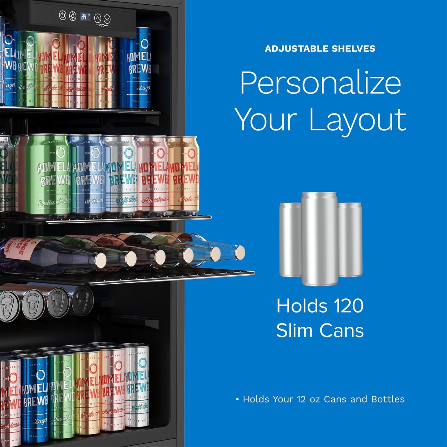 hOmeLabs Mini Beverage Fridge 120 Can Black
