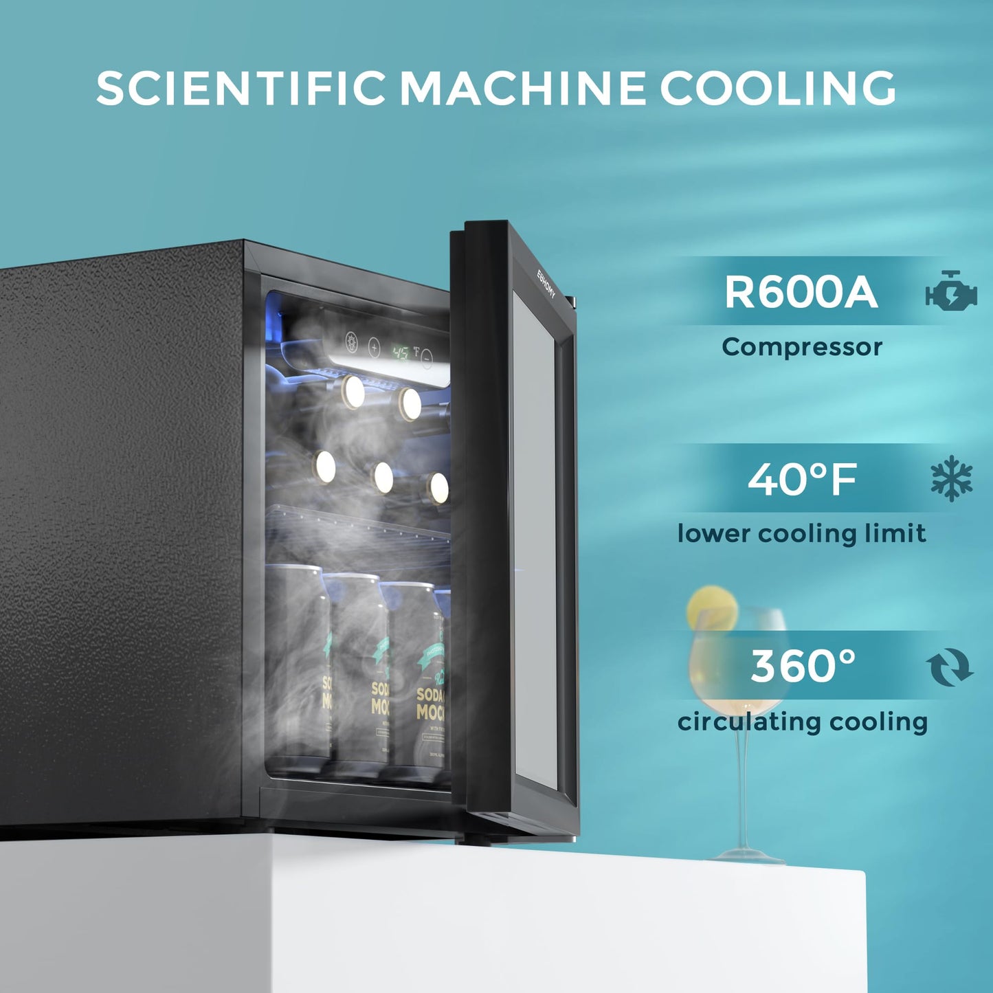 EUHOMY 48 Can Beverage Cooler Countertop Fridge