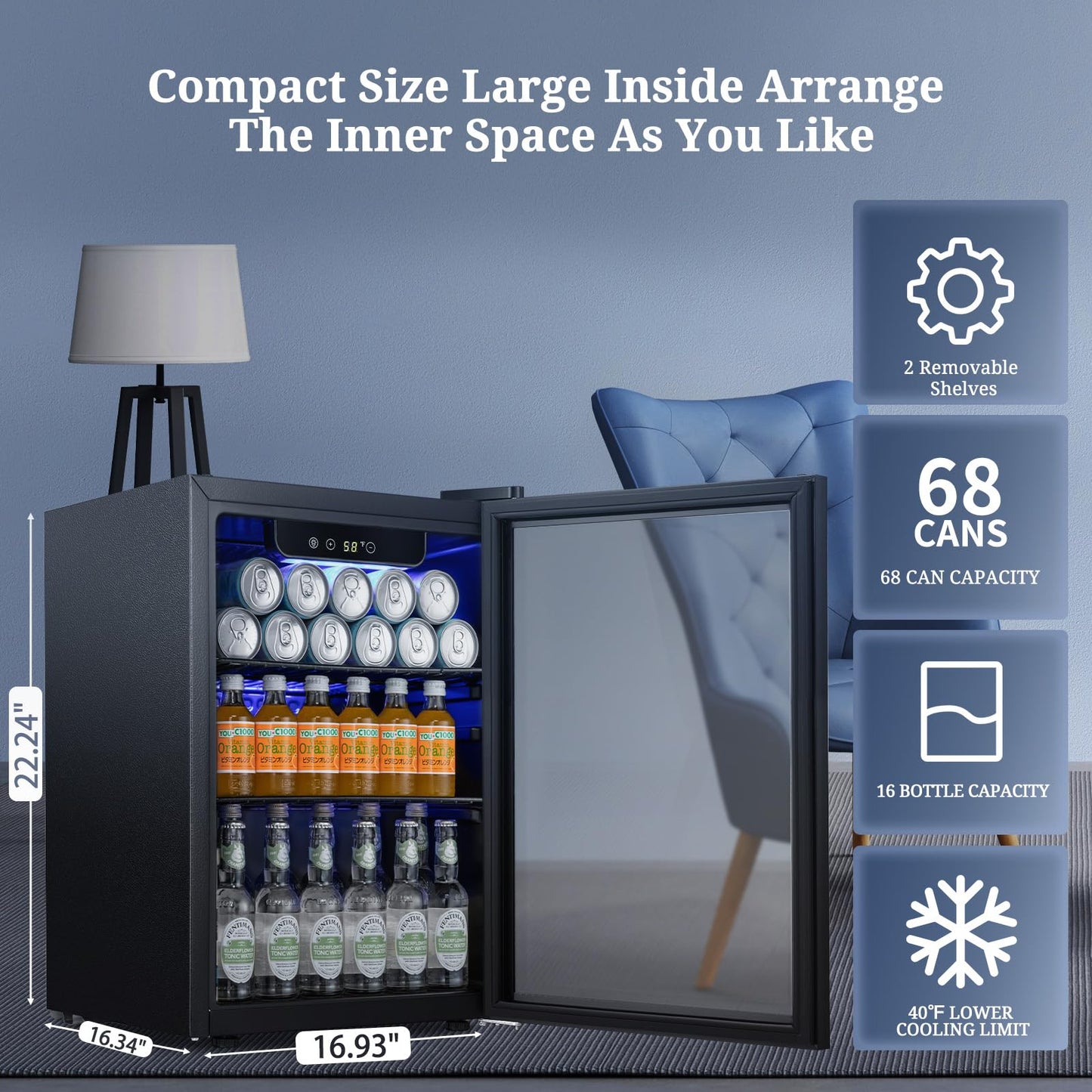 Antarctic Star 68 Can Beverage Cooler Glass Door