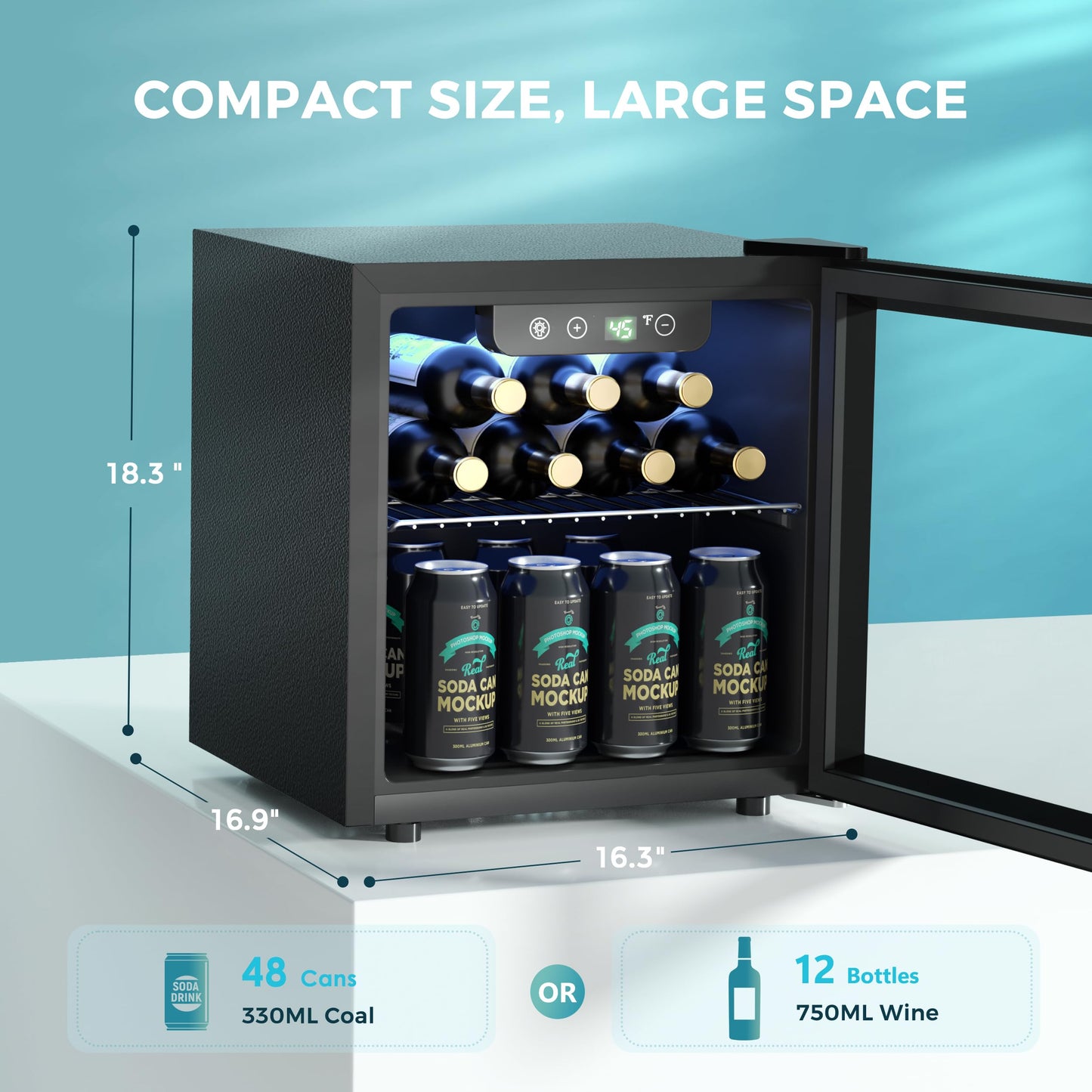 EUHOMY 48 Can Beverage Cooler Countertop Fridge