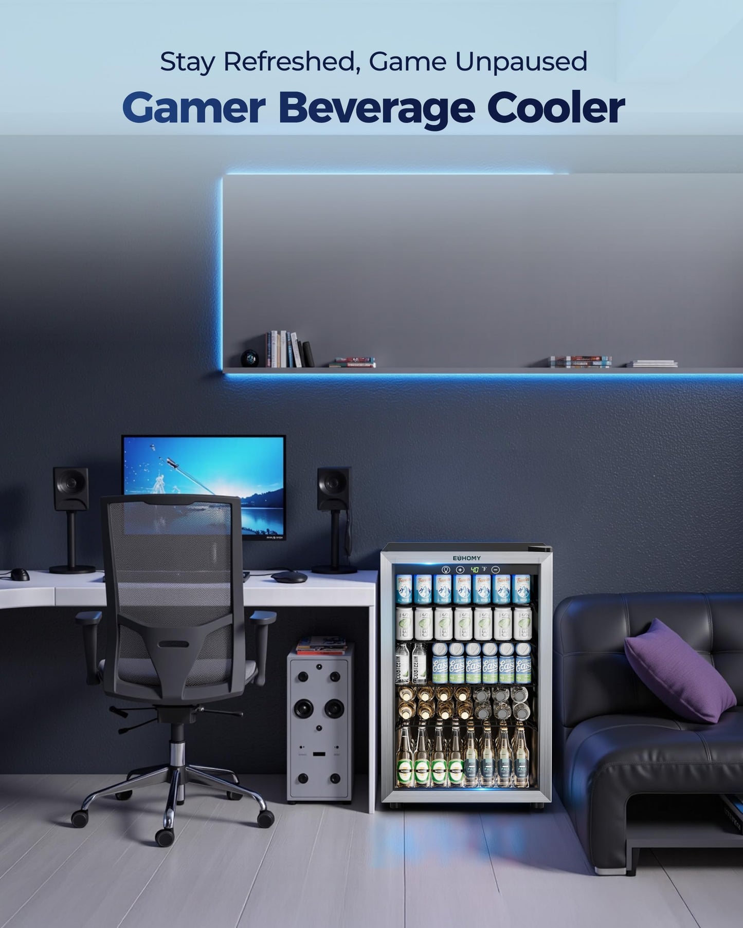 EUHOMY 4.5 Cu Ft Beverage Cooler 145 Can Fridge